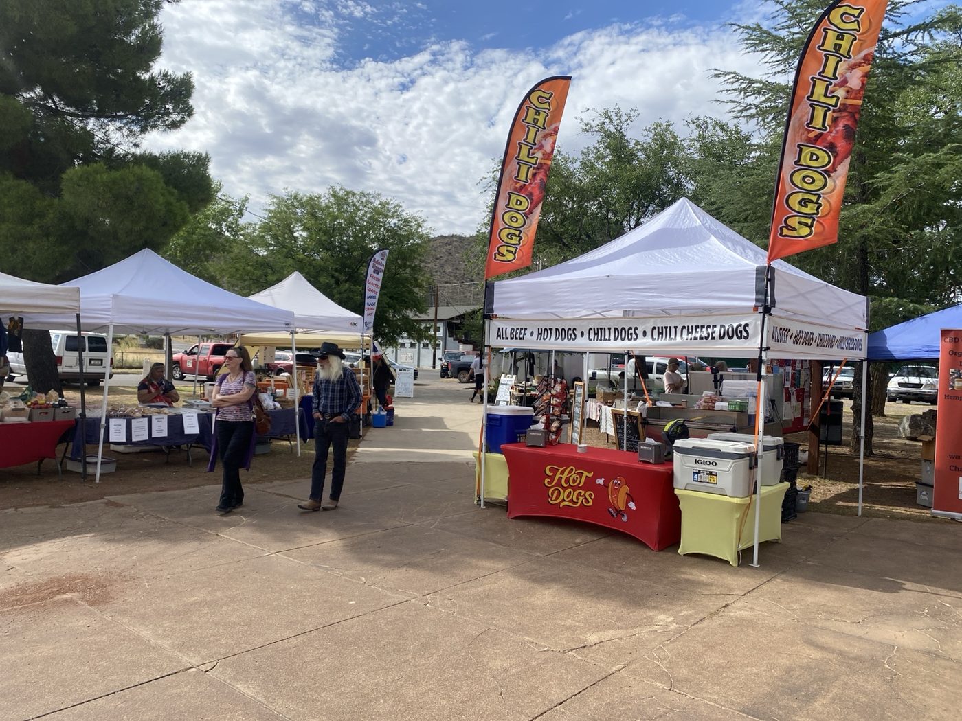 Desert Grub Co. hot dog setup at a market